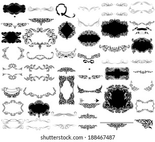 Set of calligraphic and floral design elements can be used for invitation, congratulation