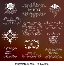 Set of calligraphic and floral design elements.