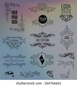Set of calligraphic and floral design elements.