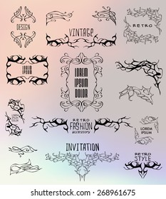 Set of calligraphic and floral design elements.