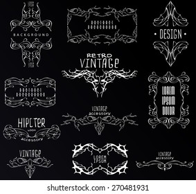 Set of calligraphic and floral design elements.