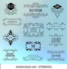 Set of calligraphic and floral design elements.