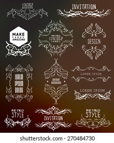 Set of calligraphic and floral design elements.