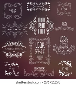 Set of calligraphic and floral design elements.