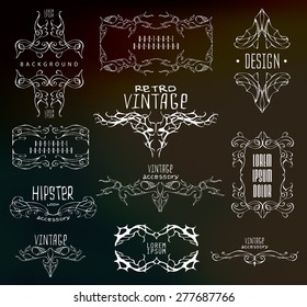 Set of calligraphic and floral design elements.