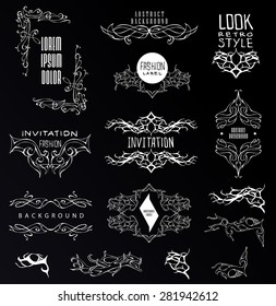 Set of calligraphic and floral design elements.