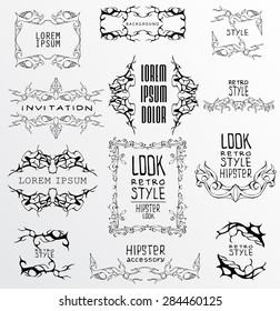 Set of calligraphic and floral design elements.