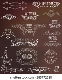 Set of calligraphic and floral design elements.
