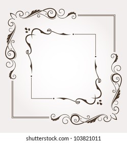 Set of calligraphic floral frames and page decoration. Vector illustration