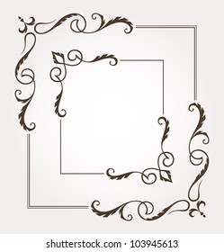 Set of calligraphic floral frames and page decoration. Vector illustration