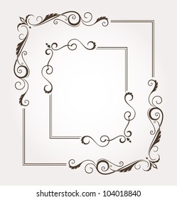 Set of calligraphic floral frames and page decoration. Vector illustration