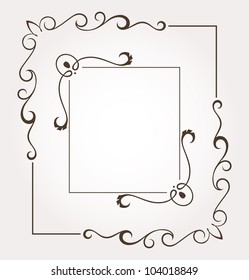 Set of calligraphic floral frames and page decoration. Vector illustration