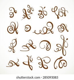 Set of calligraphic flourishes asymmetrical on a white background 1
