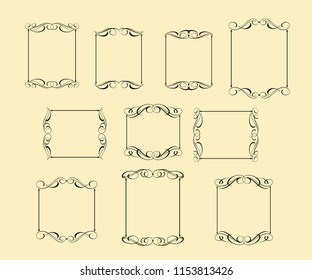 Set calligraphic frames .Vintage vector.