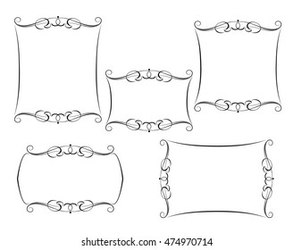Set calligraphic frames .Vintage vector.Well built for easy editing.Black white.