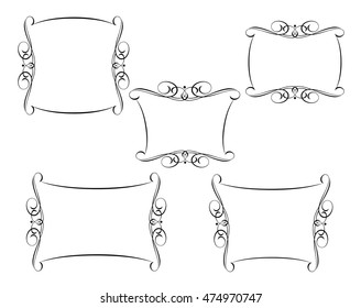 Set calligraphic frames .Vintage vector.Well built for easy editing.Black white.