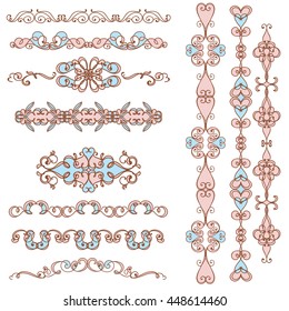 Set of calligraphic hand drawn borders. Can be used to decorate invitations, wedding invitations, text, cards, fliers, retro postcards.