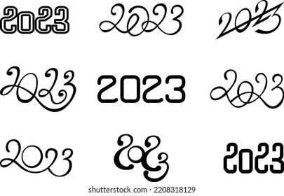 Set Calligraphic Inscriptions Numbers 2023 Vector Stock Vector (Royalty ...