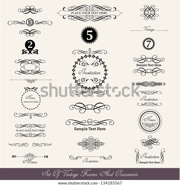 set of calligraphic labels and text dividers in\
vintage style