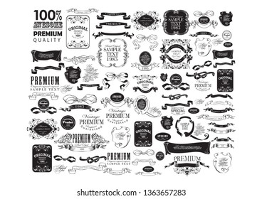 Set of Calligraphic Line art. Vector line illustration - Vector