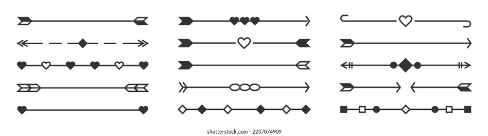 Set of Calligraphic line design elements. Vector Illustration