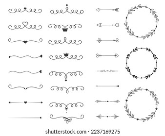 Set of Calligraphic line design elements. Vector Illustration