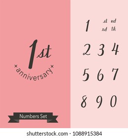 Set of Calligraphic Numbers, vector illustration