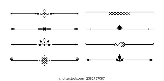 Set calligraphic ornamental divider collection