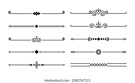 Establecer colección de divisores ornamentales caligráficos