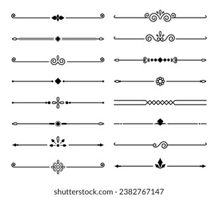 Set calligraphic ornamental divider collection