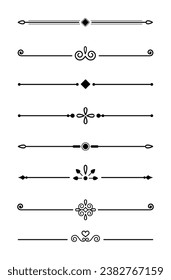 Set calligraphic ornamental divider collection