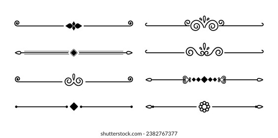 Establecer colección de divisores ornamentales caligráficos