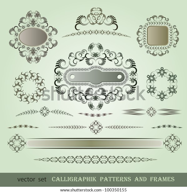 Set of calligraphic\
patterns and frames