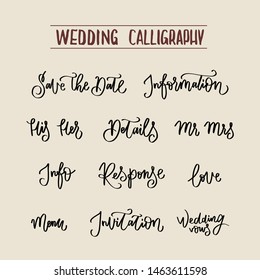 Set of calligraphic phrases for wedding