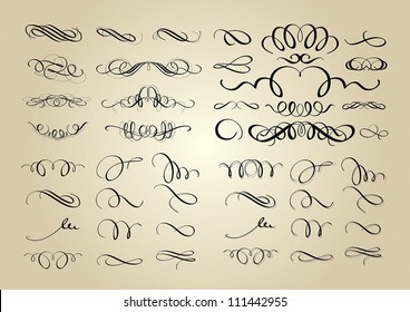 Set of calligraphic swashes and flourishes