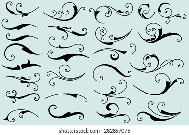 Set of calligraphic swashes and flourishes