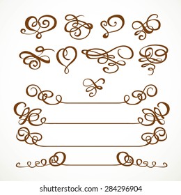 Set calligraphic symmetrical and asymmetrical elements for design on a white background 2