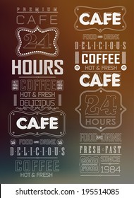 Conjunto de elementos caligráficos y tipográficos de fina línea para la cafetería