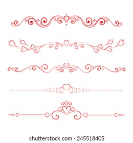 Set Calligraphic Valentine's Day Design Elements