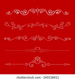 Set Calligraphic Valentine's Day Design Elements