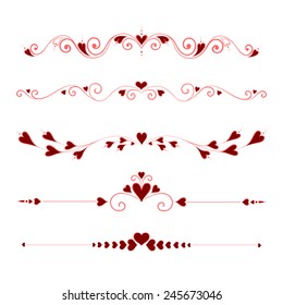 Set Calligraphic Valentine's Day Design Elements