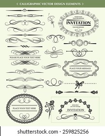 Set of calligraphic vector design elements