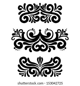 Set Of Calligraphic Vintage Elements For Design. Border, Corners & 3 Frames
