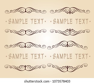  Set calligraphic vintage frame design.Vector illustration.