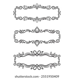 Set of calligraphic vintage frames. Decorative design elements.