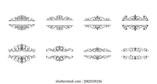 Conjunto de elementos de diseño decorativos de caligrafía en estilo retro.