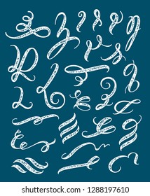 Set of calligraphy design elements vector. Hand written brush. Rustic texture. 