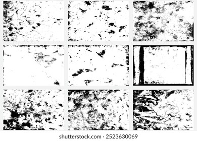 Set of calligraphy education and school pages overlays design. Ancient blank dirty parchment paper textures set, old weathered burnt textured paper. Dusty particles paper for writing and book making.