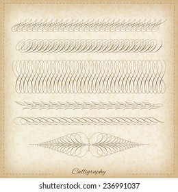 Conjunto de elementos caligráficos