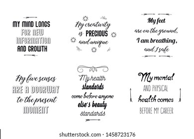 Set Calligraphy Positive Sayings Print Vector Stock Vector (Royalty ...